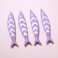 Purple fish-shaped drip oil pendants in 18k gold-plated finish for DIY jewelry crafting - Purple Style (E3-66)