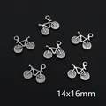 Set of six antique silver alloy bicycle charms measuring 14x16mm for DIY jewelry making - Mini Bicycle