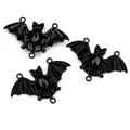 Black alloy bat charms with wing texture and three hanging loops for DIY jewelry making - Black
