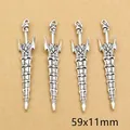 Retro silver alloy sword charms with owl hilt and bone-shaped blade for DIY jewelry - Owl Hilt Bone Spike Long Sword Style (E4-31)