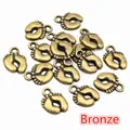 Bronze baby feet alloy charms for DIY necklaces and bracelets, 13x10mm metal pendants - Bronze