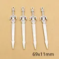 Set of four antique silver alloy sword charms for DIY jewelry making 69x11mm - Master Sword Style Fantasy Sword (E4-34)