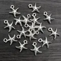 Antique silver starfish pendants for DIY jewelry making, starfish alloy charms 16x13mm - Antique Silver