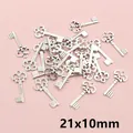 Antique silver key-shaped alloy pendant 21x10mm for DIY jewelry making accessories - Vintage Key Style (AF2-17)
