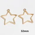 Detail of 32mm gold star open bezel pendant for DIY jewelry making and resin casting - Star / 32x36mm