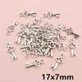Set of antique silver alloy key charms 17x7mm for DIY jewelry making and pendants - Classic Embossed Style (Q7-11)
