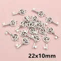 Antique silver triskele key charms for DIY jewelry making, size 22x10mm - Triskele Pattern Style (R4-43)