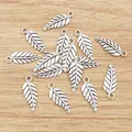 Antique silver alloy leaf charms for DIY necklaces and bracelets, size 19x6mm pendants - Antique Silver