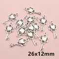 Antique silver alloy heart key charms for DIY jewelry making 26x12mm on pink background - Heart Key Style (P2-32)