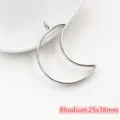 Macro di cornice a mezzaluna rodiata 25x38mm per creazione di gioielli fai-da-te - Forma di luna