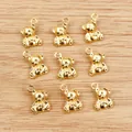 Golden 3D bear alloy charms for DIY necklaces with bright metallic finish and cute bow tie - Gold