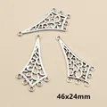 Boheems retro zilverlegering holle waaier hanger connector voor DIY sieraden 46x24mm - Waakvormige Holle Connector (F2-02)
