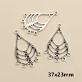 Boheemse druppelvormige hanger van antiek zilver voor DIY-sieraden, 37x23mm - Traanvormige Holle Stijl (F2-03)