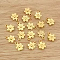 Colgantes de flores de seis pétalos dorados en aleación para joyería artesanal - Dorado