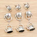 Set of nine antique silver 3D kettle pendants made of alloy for DIY jewelry making - Antique Silver