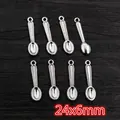 Silver alloy spoon pendants for jewelry making DIY craft, 24x6mm size - Mini Spoon Style (AF2-26) / 24x6mm
