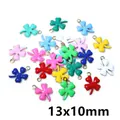Macro shot of 13x10mm clover charms in colorful enamel for DIY jewelry making - Four Leaf Clover Style (AJ2-11)