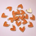 Detailed view of orange heart charms with gold beaded edges for DIY jewelry making - Orange (AJ5-03)
