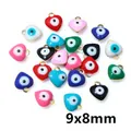 Macro shot of 9x8mm heart-shaped evil eye enamel charms for DIY jewelry making - Heart Evil Eye Style (E2-28)
