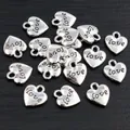 Polished silver alloy heart pendants with Love engraving for DIY jewelry making - LOVE Engraved Style / Bright Silver Heart (P1-01)