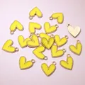 Detail of 16x13mm yellow heart charms with gold beaded edges for DIY jewelry crafts - Yellow (AJ5-10)