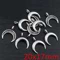 Silver moon shaped alloy pendant with sandblasted texture and ring hook for DIY jewelry - Bright Silver Crescent (P1-05)
