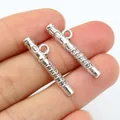 Silver flute musical instrument pendant charms for DIY jewelry making accessories - Antique Silver