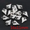 Silver heart and deer charm pendants 16x11mm for DIY jewelry making and crafts - Silver Polished Heart (P2-43)