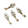 Set de 4 colgantes de llave en bronce vintage para creación de joyas artesanales - Estilo Llave Símbolo de Paz Bronce Envejecido