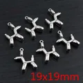 Silver alloy balloon dog charms for DIY jewelry making set of six pieces 19x19mm - Bright Silver Balloon Dog (P2-15)