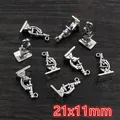 Macro shot of 21x11mm antique silver microscope pendants for DIY jewelry making - Microscope Shape (E5-19)