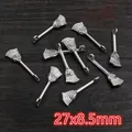 Macro detail of 27x8.5mm vintage silver alloy wizard broom charms for DIY jewelry making - Broom Shape (E5-23)