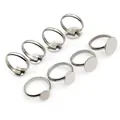 Set of 8 adjustable stainless steel ring bases with flat trays for DIY jewelry making - Extra Small Size / Steel