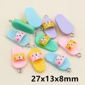 Macro shot of colorful resin flip-flop pendants featuring bear pattern and metal rings - Cartoon Bear Pattern Flip Flop Style(H1-19)