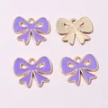 Colgantes de lazo en esmalte lavanda y aleación dorada para hacer joyas artesanales - Lila Claro (Q1-22)
