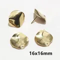 Detailed view of 16x16mm irregular wavy gold earrings base with hanging loop for DIY jewelry - Irregular Ripple Style (AI4-17)