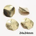 Macro shot of 24x24mm gold irregular wavy disk earring bases for DIY jewelry making - Wavy Disc Style (AI4-18)
