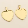Golden heart-shaped stainless steel pendant bases for DIY jewelry making and setting - 12mm / Gold