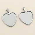 304 stainless steel thick heart-shaped jewelry pendant tray for DIY necklace craft - 12mm / Steel
