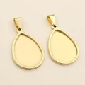 Paar vergoldete 18x25mm Tropfenanhänger-Tabletts aus rostfreiem 304 Edelstahl - Gold