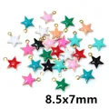 Star-shaped enamel charms with gold trim and 8.5x7mm size in various bright colors - Star Style (E2-89)