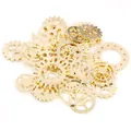 Detailed close-up of mixed golden steampunk alloy gears and clock hand pendants for DIY - Light Gold Color (50g Per Pack)