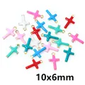 Pendenti a croce in smalto colorato 10x6mm in acciaio inox dorato per gioielli fai da te - Stile Croce (E2-97)