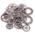 Macro shot of assorted vintage steampunk industrial alloy gears in antique silver finish - Gun-black (50g Per Pack)