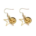 Detailed view of DIY star-shaped gold hollow frames with geometric trays for earrings - Star Style (E2-111)