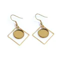Detailed view of vacuum gold-plated stainless steel geometric 12mm earring hooks - Square Style (E2-112)
