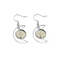 Silver stainless steel crescent moon earring blank base with 12mm round DIY tray hooks - Moon Shape (E3-71) / Silver