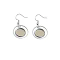 Close-up of silver geometric metal bezel pendant with ear hook for DIY jewelry making - Double Ring Style (E3-75)