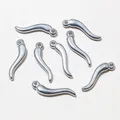 Polished silver cornicello chili charms in stainless steel for DIY jewelry making - 15x3mm / Steel
