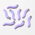 Set of seven light purple stainless steel chili pendants for DIY jewelry making - 15x3mm / Purple